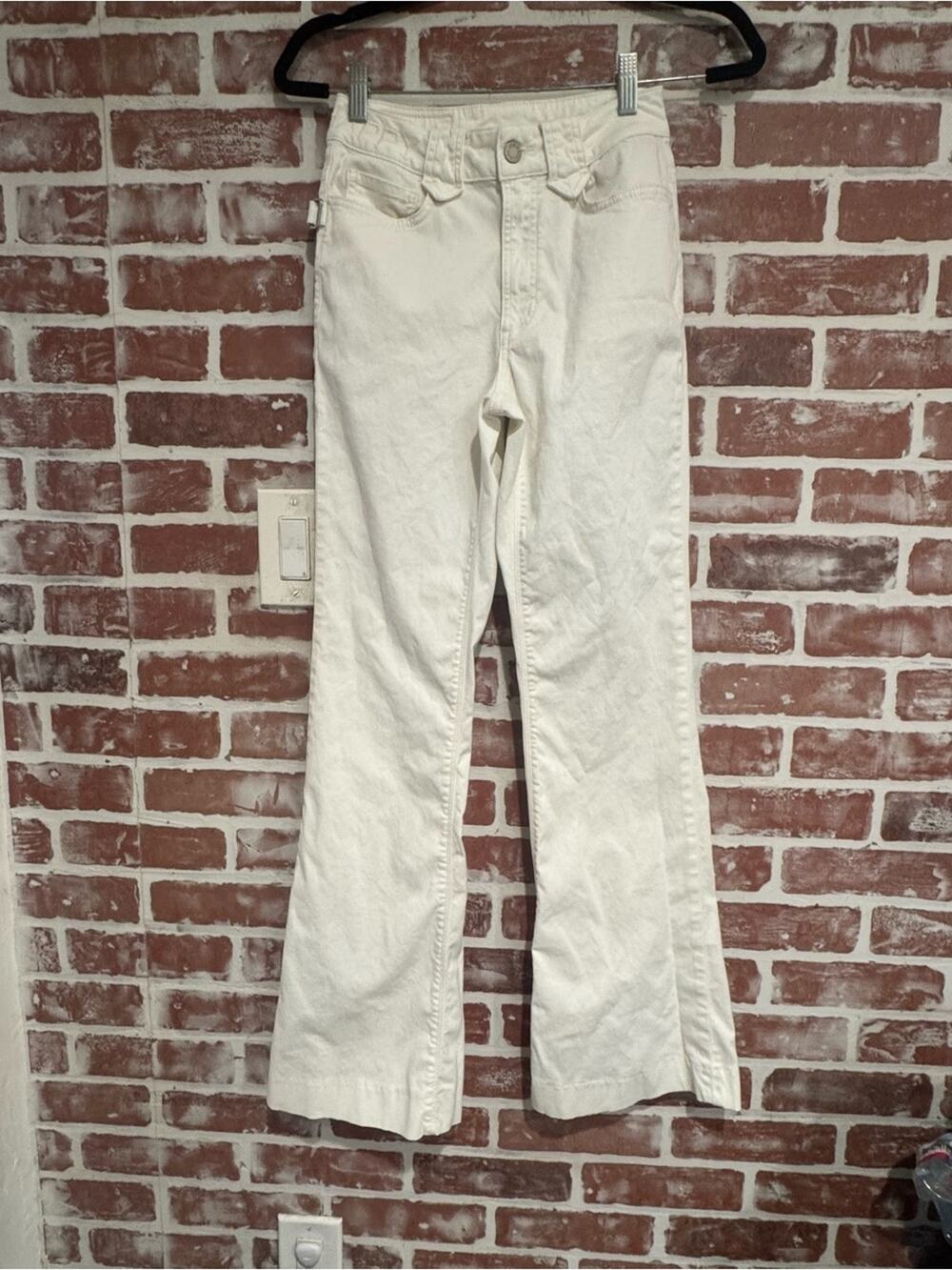 Zadig & Voltaire Plaire White High Rise Flare Jeans Paperbag Waist Size 28